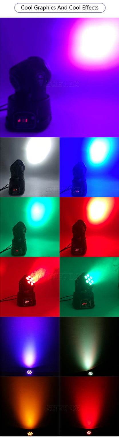 SHEHDS 1pcs LED 7x12W  Par Light 7x18W RGBWA+UV Moving Head Light Wash DMX 512  DJ Dicso Nightclub Party Christmas Audience