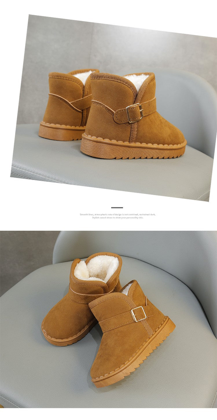 Boys Thermal Boots Kids Versatile Casual Buckle Non-slip Children Fashion Simple Non-slip Girls Snow Boots Cotton Winter Autumn