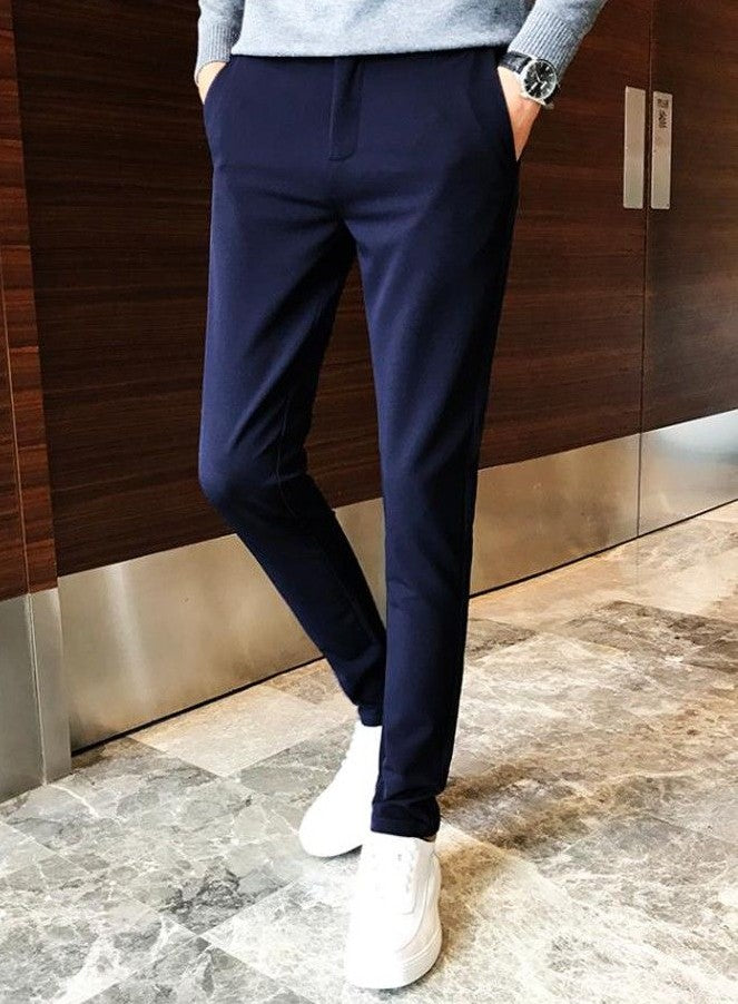 Fluid Tressed Man Suits Pants Black Office Slim Fit Trousers for Men Work Draped Clothes Offer Chinese Homme Spring Thin Casual