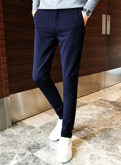 Fluid Tressed Man Suits Pants Black Office Slim Fit Trousers for Men Work Draped Clothes Offer Chinese Homme Spring Thin Casual