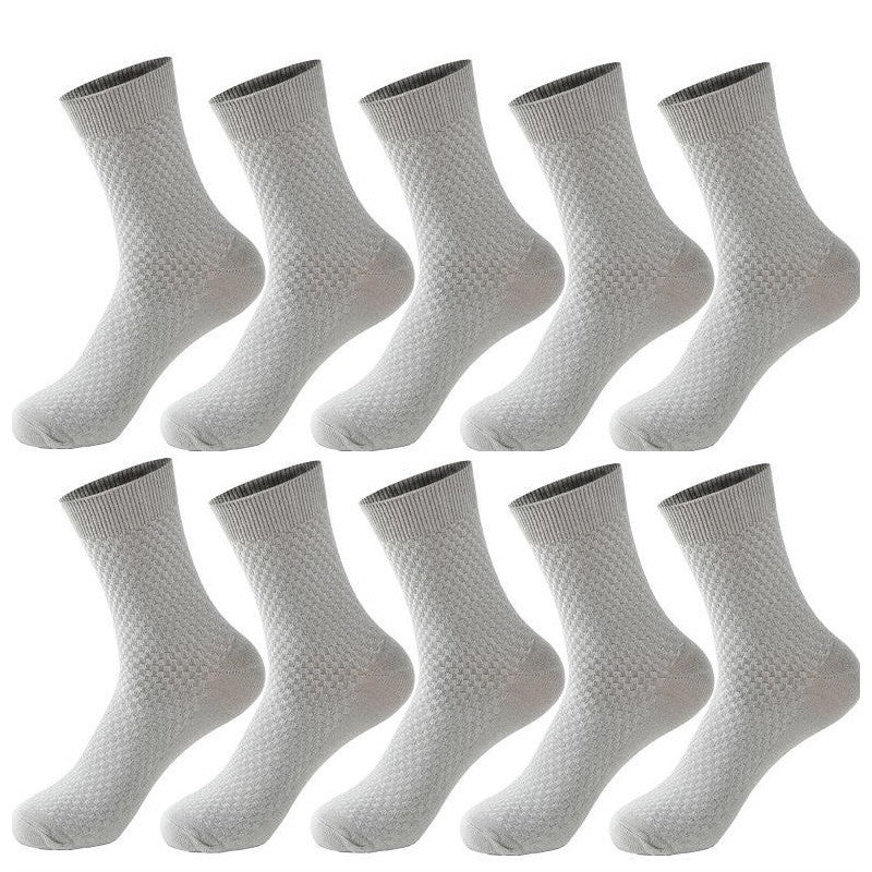10 Pair Men's Bamboo Fiber Socks Harajuku Retro Breathable Business Man Socks Black Long Sock Deodorant Gift Set Size 39-46
