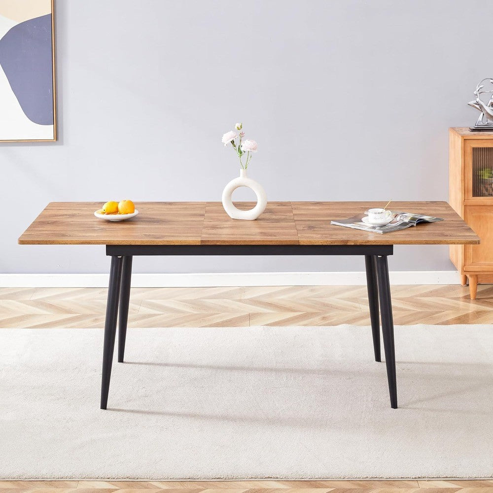 Extendable Dining Table for 4 6 8 People,59"-75" Wooden Expandable Dining Room Table with Sturdy Legs,Rectangle Kitchen Tables