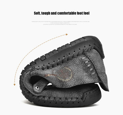 Handmade Leather Men Shoes Casual Slip On Loafers Breathable Leather Shoes Men Flats Hot Sale Moccasins Outdoor Shoes Plus Size