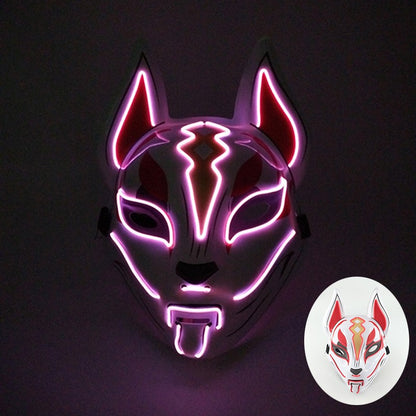 Cool Neon Light up Fox Mask Men Luminous Disguise Masks Glow in the Dark Cosplay Costume Trick or Treat Decoration