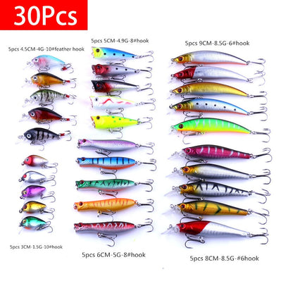 Kit de Iscas Artificiais para Pesca - Crankbait, Minnow, Popper, Pencil, Swimbait, Wobblers e Bionic Crank - Terno de Pesca