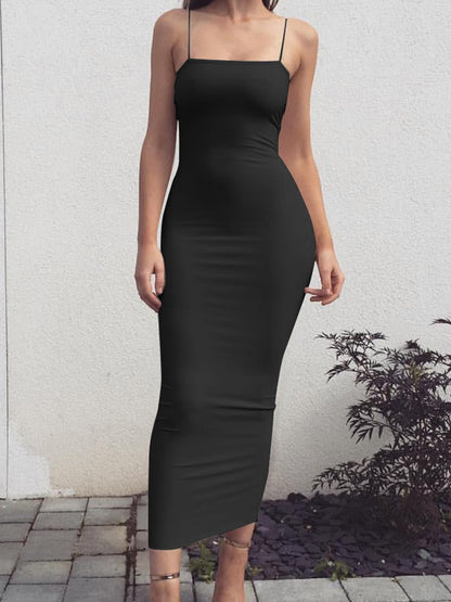 2025 New Spring Summer Women's High Elastic Sleeveless Backless Dress Long Sling