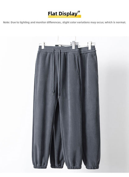 Calça Masculina Moletom Jogger Dupla Face, Mais Grossa, Folgada, Quente, Inverno, Estilo Jovem Casual, Cintura Elástica e Cor