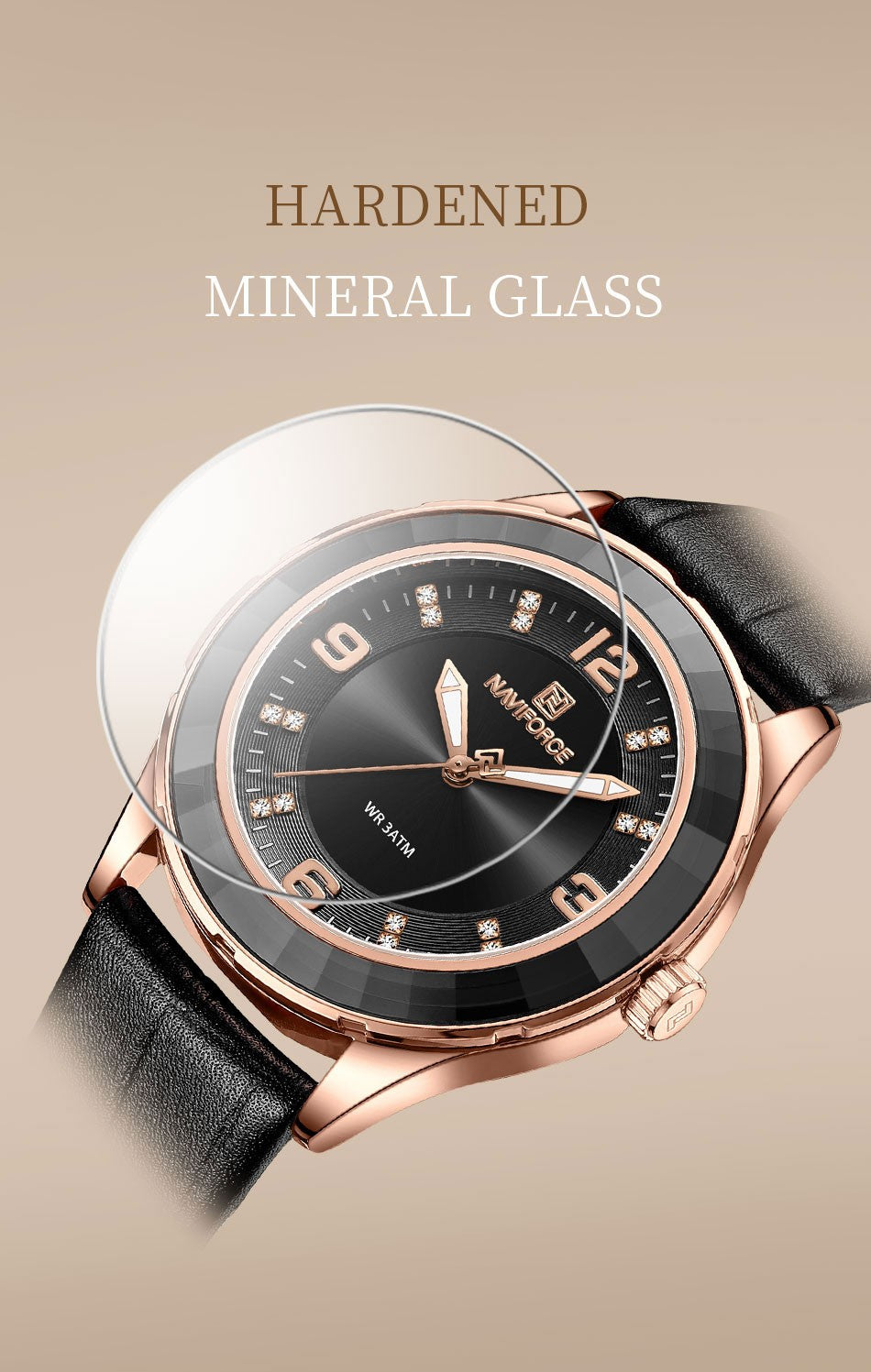 Naviforce 5040 Original New Woman Black Leather Classic Watch Ladies Girls Wristwatch Elegant Quartz Women's Watches