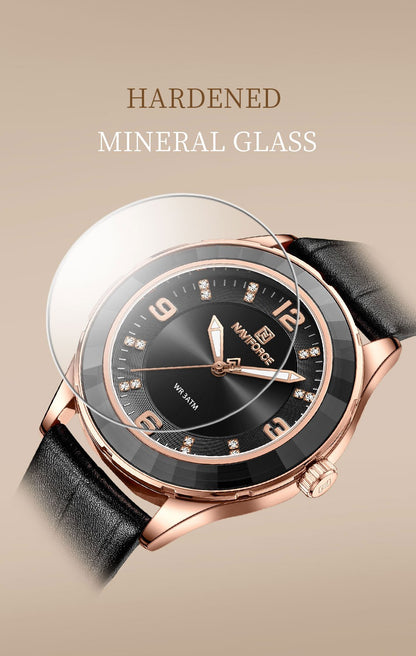 Naviforce 5040 Original New Woman Black Leather Classic Watch Ladies Girls Wristwatch Elegant Quartz Women's Watches
