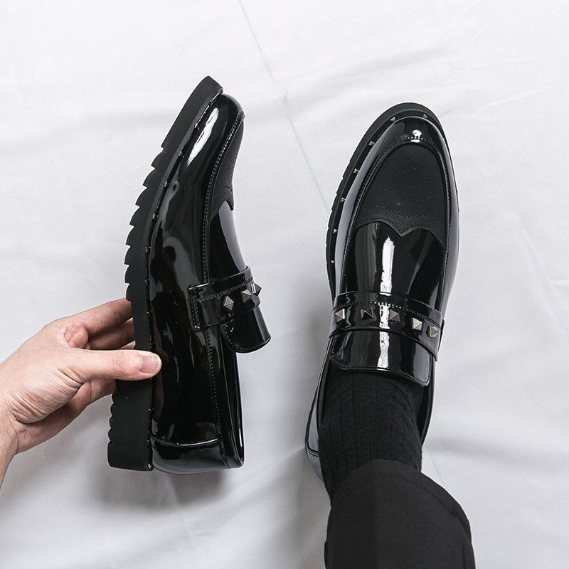 Men Loafers PU Splicing Low Heel Professional Classic Business Banquet Men Shoes Size 38-46