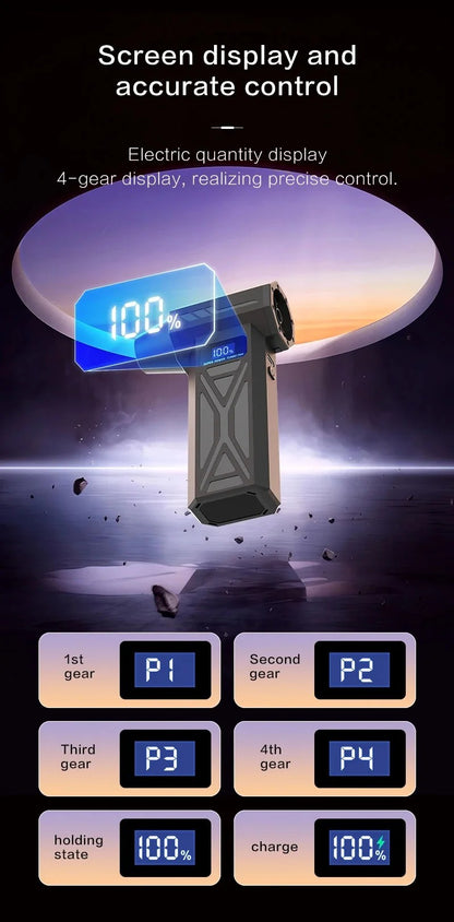 Turbo Fan Wind Pressure Powerful Turbo Air Blower With LED Light Wireless Dust Blower High Speed Jet Blower Vacuum Turbo Jet Fan