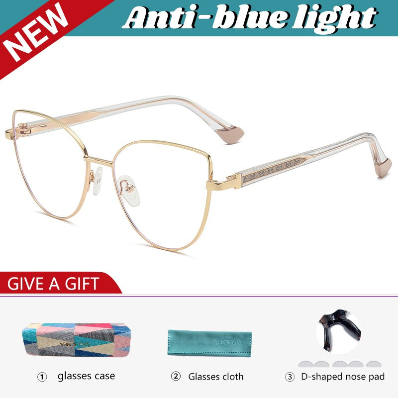 VICKY New Personalized Simple Cat's Eye Fashion Design Women's Anti-Blue Light Reading Glasses Customizable Prescription 78001