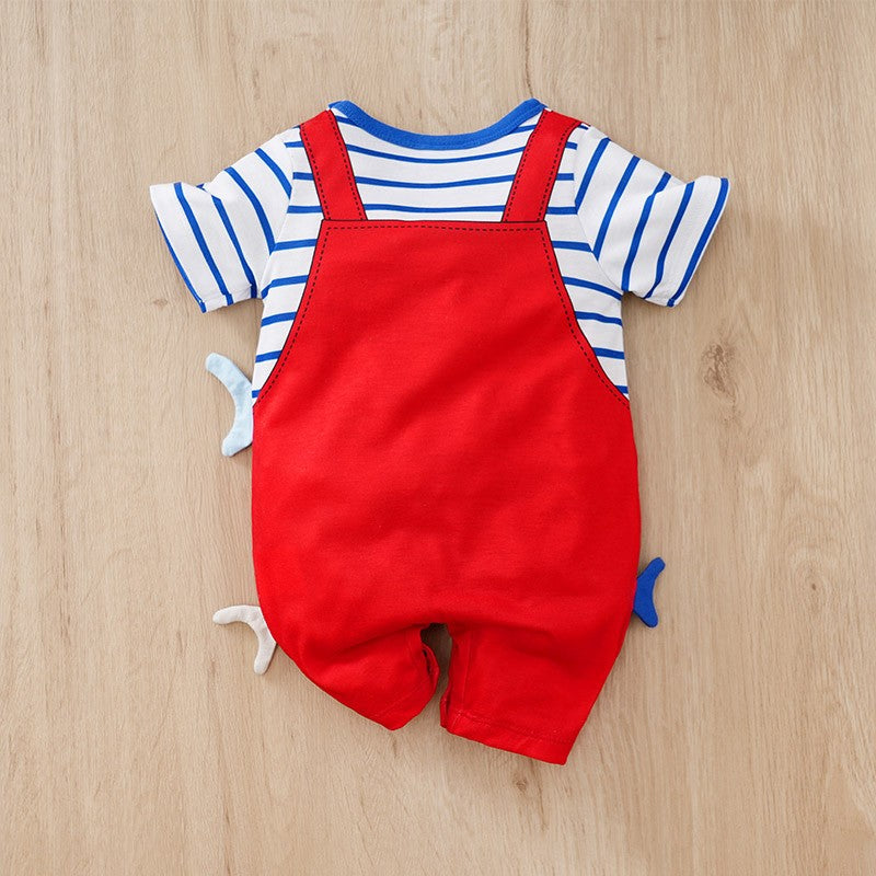 Newborn Baby Clothes Animal-Red sharkPrint Fashion Infant Jumpsuit Toddler Short Sleeve One-piece Pajamas Bodysuit Summer Romper