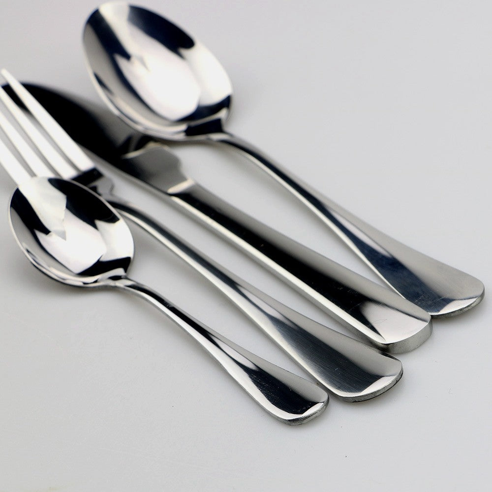 Conjunto de Louça Azul de 4 Peças com 2 Canudos de Metal Aço Inoxidável Talheres Coloridos Faca Garfo Colher de Chá Talheres de Prata