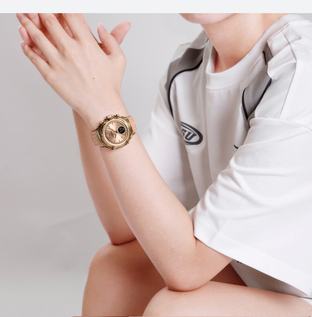 NAVIFORCE Top Brand Women's Watch Outdoor Sports Waterproof Watches Dual Time Display Quartz Wristwatches Rubber Digital Clock