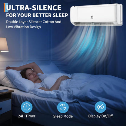 18.5 SEER2 Mini Split AC 230V 12000 BTU Mini Split Heating and Coolings up to 750 Inverter Mini Split System Wifi Remote Control