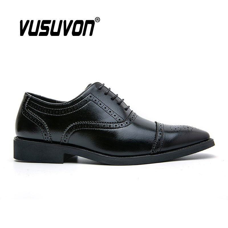 Men Oxfords Brogue Shoes Fashion Breathable Split Leather 38-48 Size Boys Black Soft Outdoor Casual Autumn Mules Dress Flats