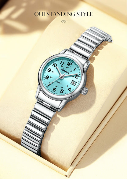 LIGE Sunkta Fashion Luxury Woman Watch Elegant Classic Simple Waterproof Calendar Stainless Belt Women's Wristwatch  Ladies Gift