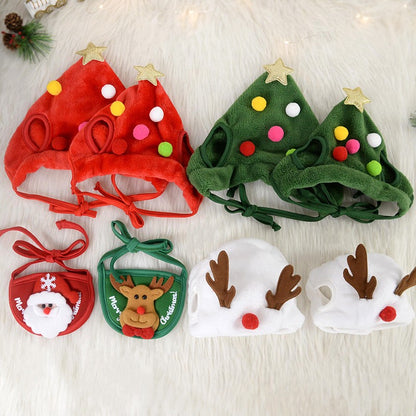 Natal Cão Gato Roupas de Estimação Chapéu Cachecol Acessórios de Fantasia Adereços de Cosplay Navidad Decoração de Ano Novo Festa de Natal Suprimentos para Animais de Estimação