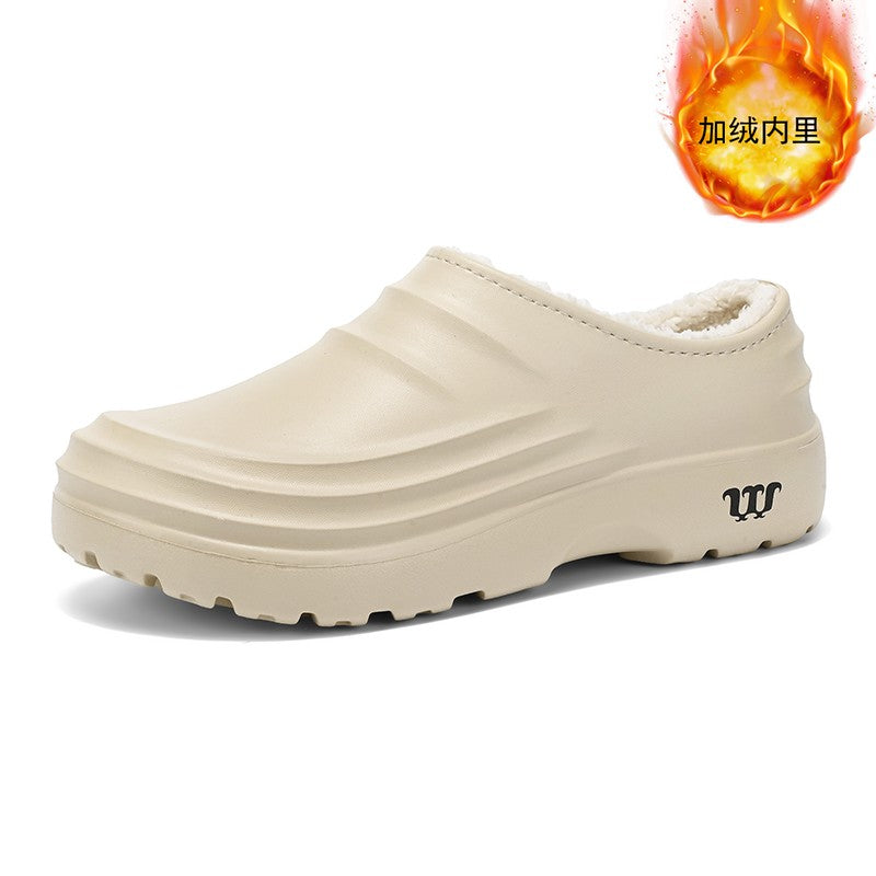 Winter Plush Supper Warm Chef Shoes for Men Women Very Soft Rubber Sandals Clogs Garden Shoes Without Holes Kitchen Work