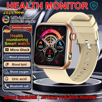 2025 Novo Smartwatch Feminino de LED com IA, Diagnóstico Inteligente, Monitor de Saúde HRV+PPG, Pressão Arterial, Oxigênio no Sangue, IP68, NFC?
