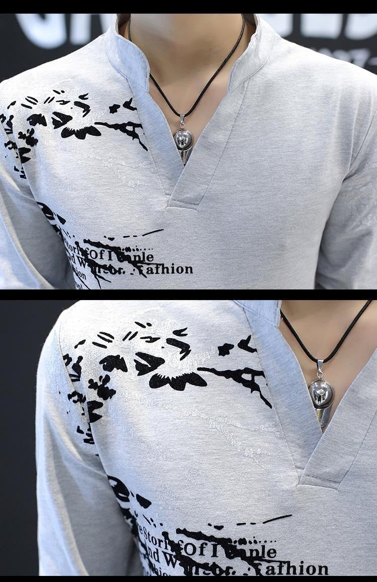 Stand Collar Man Pullovers Tight Bulk Spring Tops Sweatshirts Elasticity Designer Casual Social Quotes Slim Fit T Shirt for Men