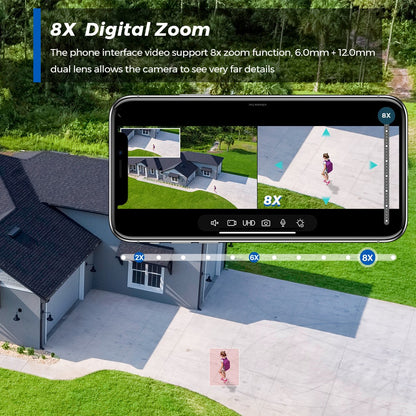 BESDER 12MP 6K PTZ Wifi Camera Dual Lens 8X Digital Zoom AI Human Detection Outdoor 8MP CCTV IP Camera Security Protection iCSee