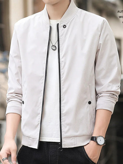 Men's casual trend fashion Windproof outdoor sports zipper solid color long sleeve cold warm aviator coat jacket