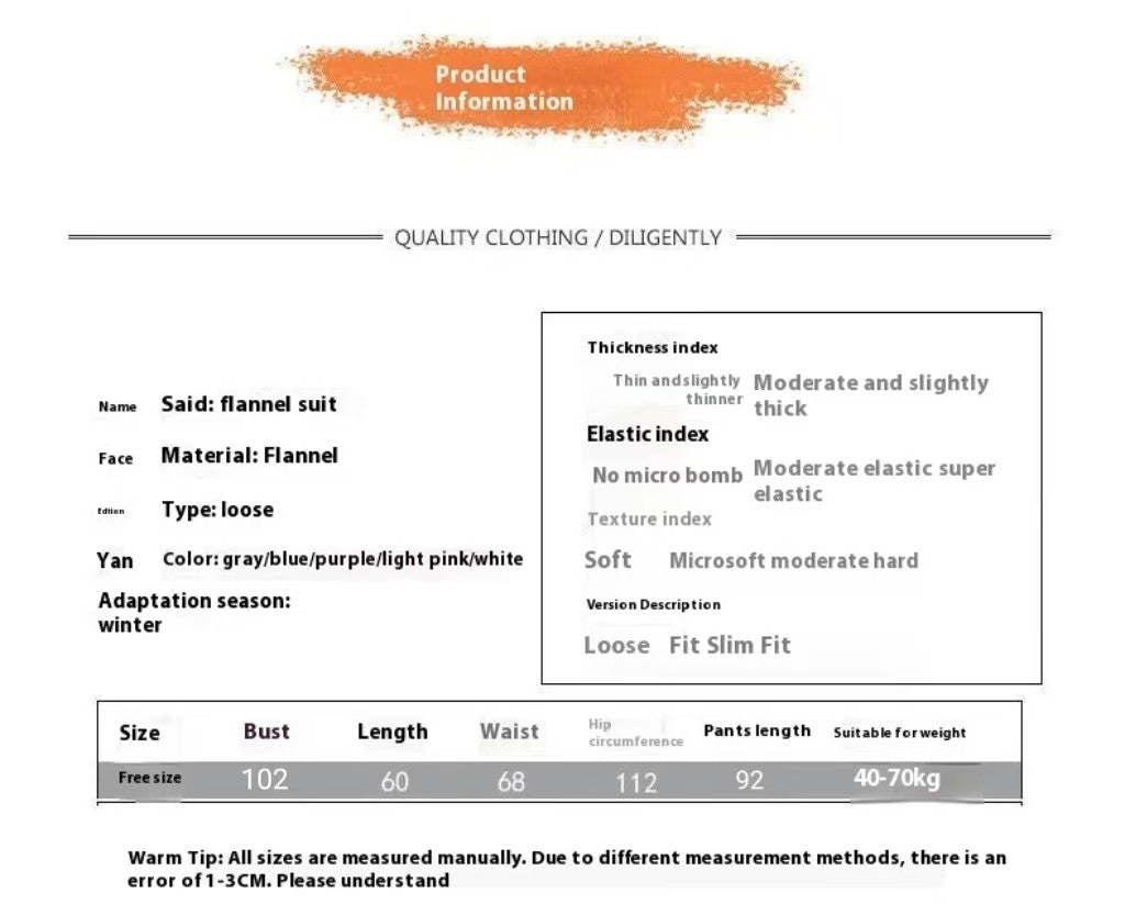 New Autumn/Winter Coral Fleece Pyjamas for Women Thickened Homewear Student Comfort Cotton Fleece Plus Size Fashion Pyjama Set