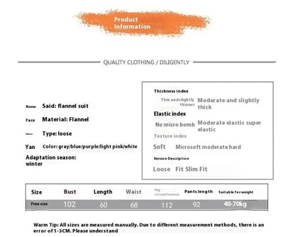 New Autumn/Winter Coral Fleece Pyjamas for Women Thickened Homewear Student Comfort Cotton Fleece Plus Size Fashion Pyjama Set