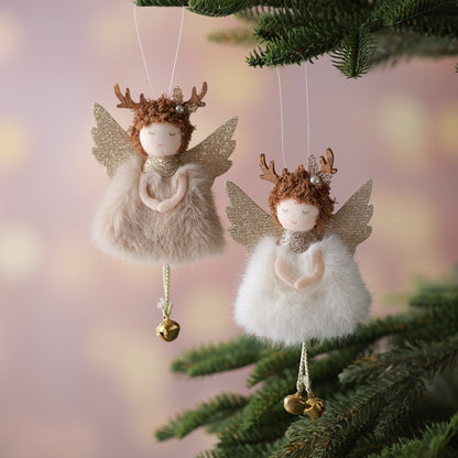 2Pcs New Christmas Cute Plush Angel Doll Pendant Lovely Boys Girls Xmas Tree Hanging Decoration Merry Christmas Party Ornaments