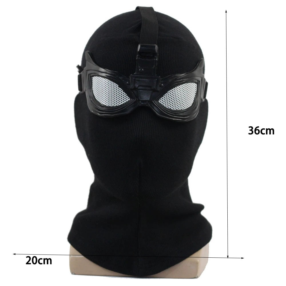 Superhero Peter Parker Spider Mask Cosplay Stealth Suit Black Helmet Halloween Masquerade Party Costume Props