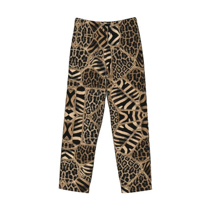 Custom Leopard Print Pajama Pants Men's Animal Skin Sleepwear Lounge Sleep Bottoms Stretch with Pockets