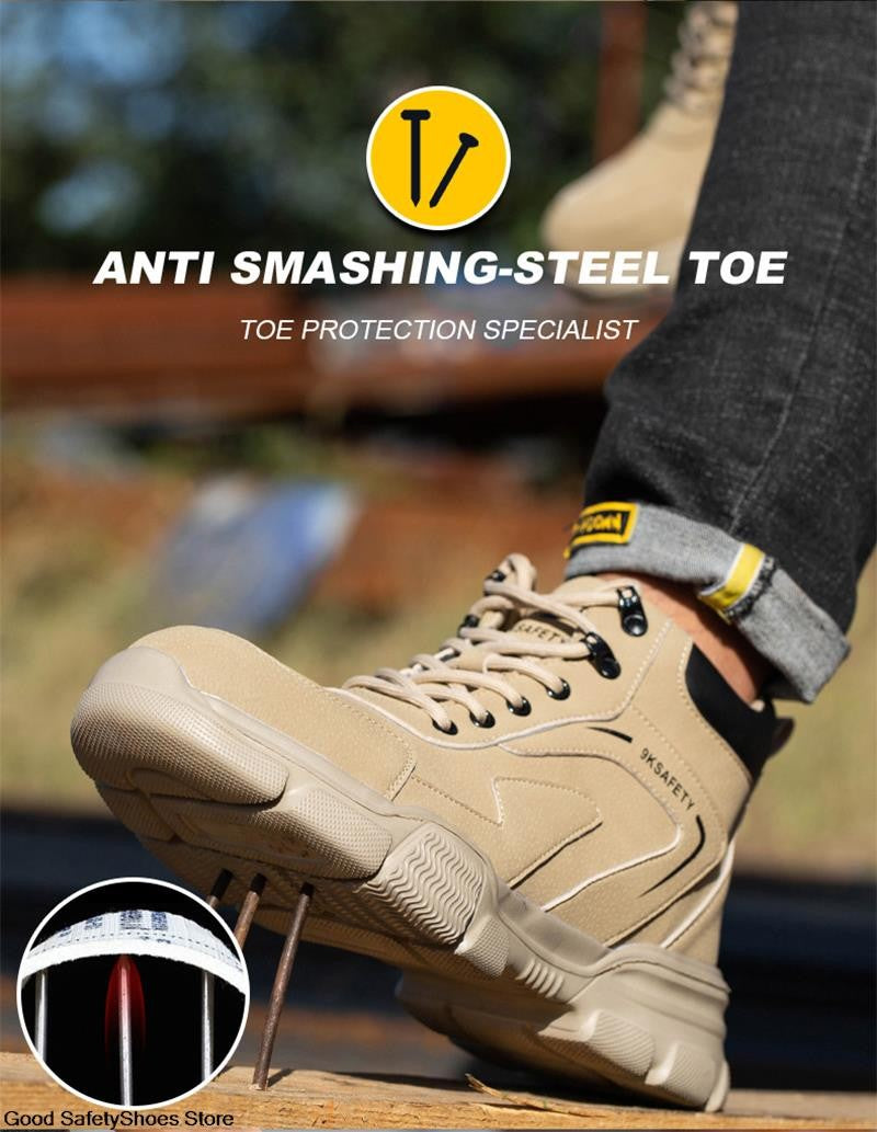 Botas de Segurança Masculinas com Biqueira de Aço Indestrutíveis para Construção Botas de Segurança à Prova de Perfurações Calçados de Trabalho Masculinos Protetores