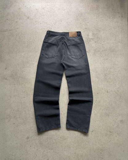 Calça jeans Hip-hop com moedas douradas Y2K retro cintura baixa perna larga com zíper calças jeans soltas bordadas moda masculina Y2K