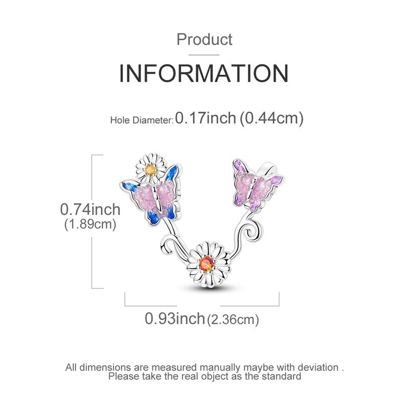 Pingente Charm Libélula Tema Primavera Prata Esterlina 925 Borboleta Flor Pendente Compatível com Bracelete Colar Joias DIY