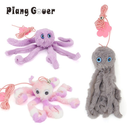 Brinquedo Pequeno de Polvo para Gatos, Brinquedo para Gatos com Ventosa, Lula Retrátil Pendurada na Porta, Suprimentos para Animais de Estimação, Interativo