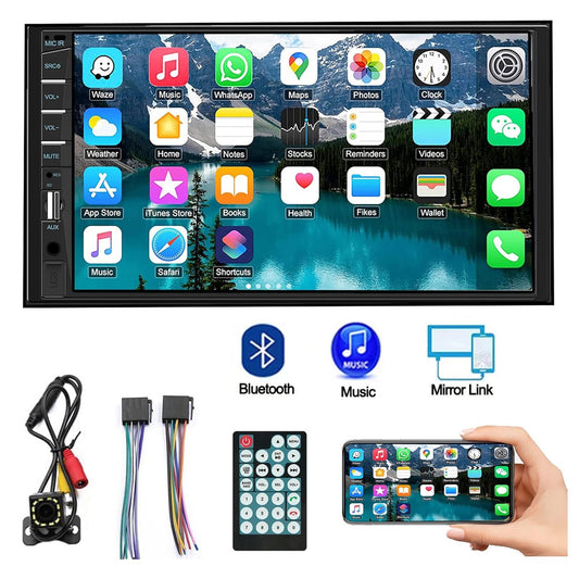 7 Inch MP5 Player Car Stereo 2 Din Touch Screen Car Audio Receivers with Backup Camera Bluetooth Mirror Link USB AUX TF FM Radio