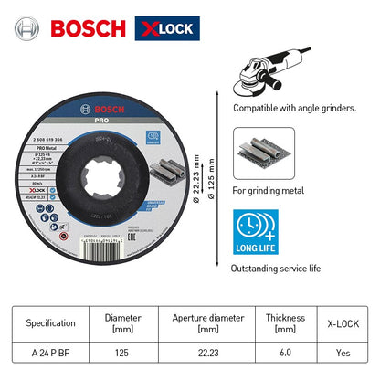 Lâmina de Corte Bosch Professional para Metal/Aço Inoxidável, Adequada para Esmerilhadeira com Sistema de Fixação X-Lock