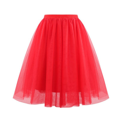 New Women's Tulle Skirt 50s Rockabilly Petticoat Tutu Underskirt Retro Ballet Dance Skirt 3-Layer Tulle Ballet Carnival Costume