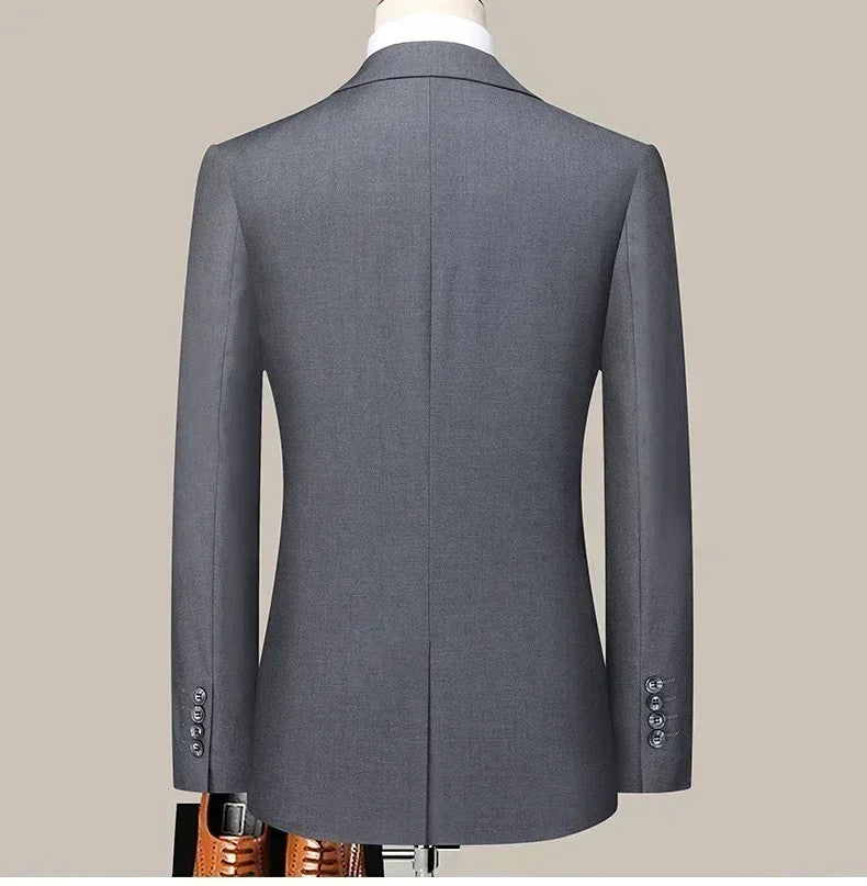 S-8XL New  (Blazer+ Pants) Men's Fashion Business Gentleman Trend Slim-fit Casual Wedding Travel Plus-size Solid Color Suit