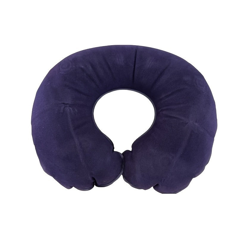 Ergonomic C-Shaped Neck Pillow, Polyester Travel  Car Support Cushion U-shaped Travel Inflatable Pillow