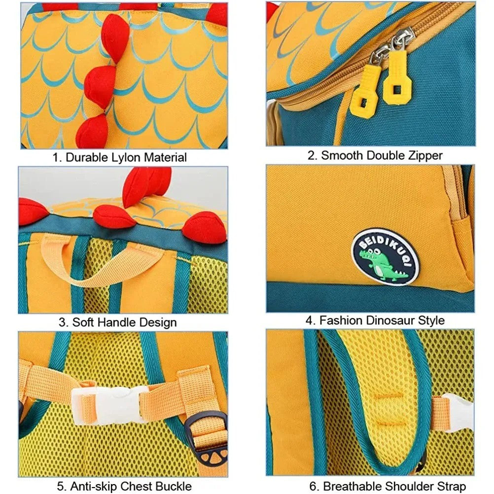 Mochila Escolar Personalizada com Nome para Creche - Mochila Bordada de Dinossauro de Desenho Animado Fofo para Meninos e Meninas, Criança com Nome Personalizado