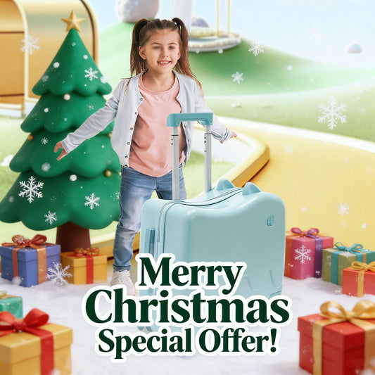 Mala de Viagem, Maleta de Viagem Infantil Portátil, Mala de Rodinhas de 18 Polegadas para Crianças, Mala Infantil Azul Celeste, Natal