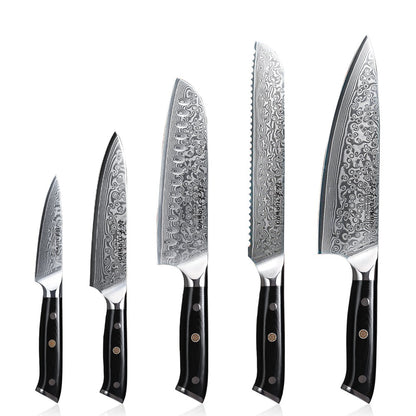 TURWHO Chef Knife 1-5 PCS Kitchen Knives Set 67 Layer Damascus Steel Japanese Nakiri Santoku Cleaver Slicing Bread Utility Knife