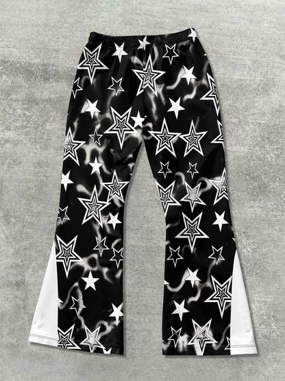 Calça Boca de Sino Masculina Y2k Solta Estampada em 3D Calça Casual Moletom Cintura Média Esportiva Roupa Feminina Streetwear Hip Hop Vintage