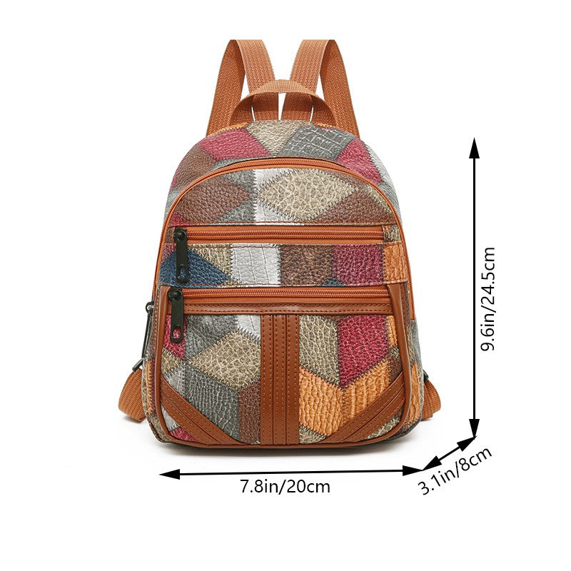 Mochilas Duráveis de Ombro Masculinas e Femininas - Mochila Casual Moderna Estilo Patchwork Versátil para Viagem