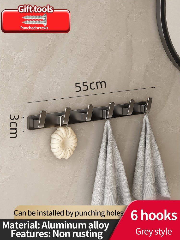 no drill Space Aluminum punch-free Kitchen Hook Bathroom Clothes Hooks Storage Rack Hook Door Wall Hanging Household Accessories