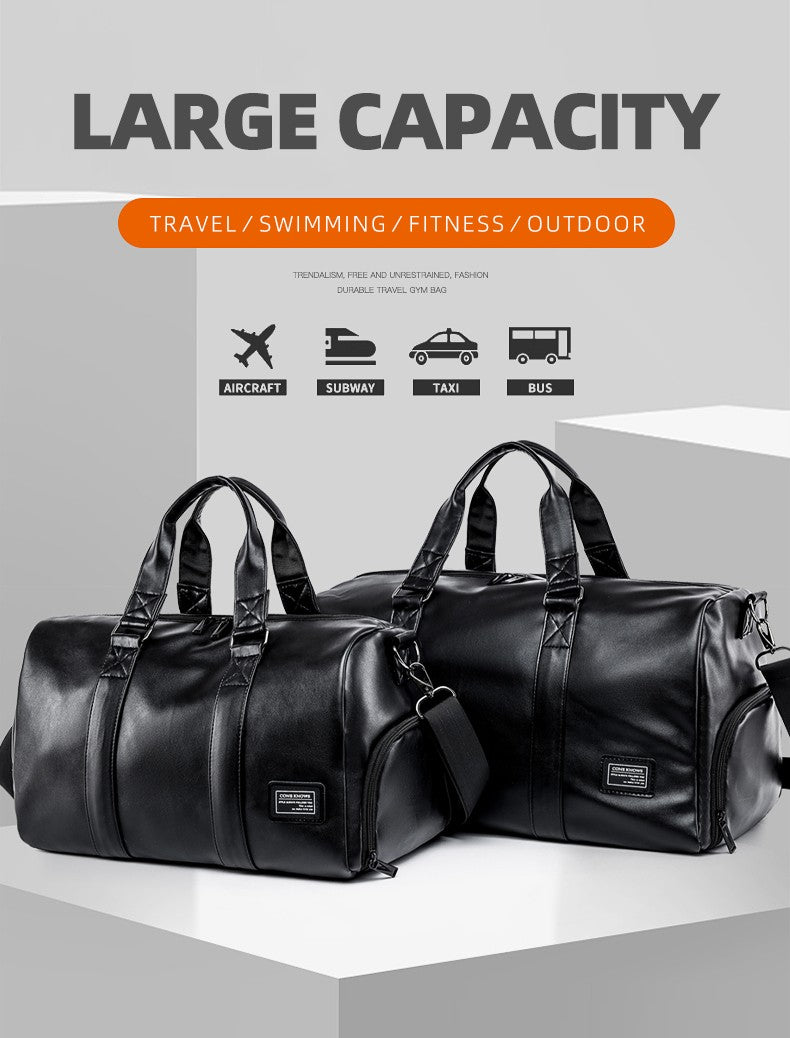 Large Capacity Travel Bag PU Travel Handbag Men Carry On Luggage Duffle Bags Soft Casual Black Big Weekend Bags Travelling Tote