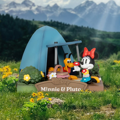 Disney Mickey Minnie Camping Series Figurine - Cartoon Mouse Donald Duck Goofy Chip 'n' Dale Pluto Toy Model for Collectors